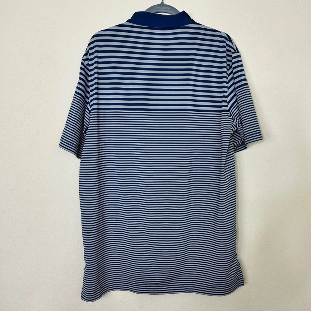 Peter Millar Summer Comfort Blue and Grey Striped Polo Size M - Picture 4 of 9